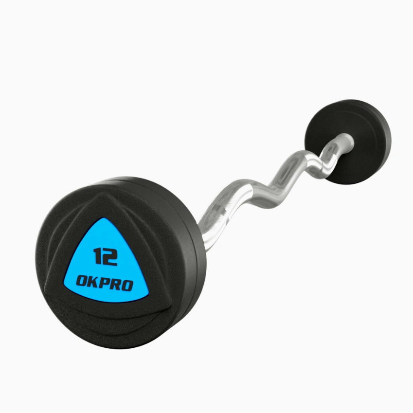 Штанги фиксированые полиуретанан набор 10-50 кг шаг 5 кг OKPRO OK3007 (9 штанг)