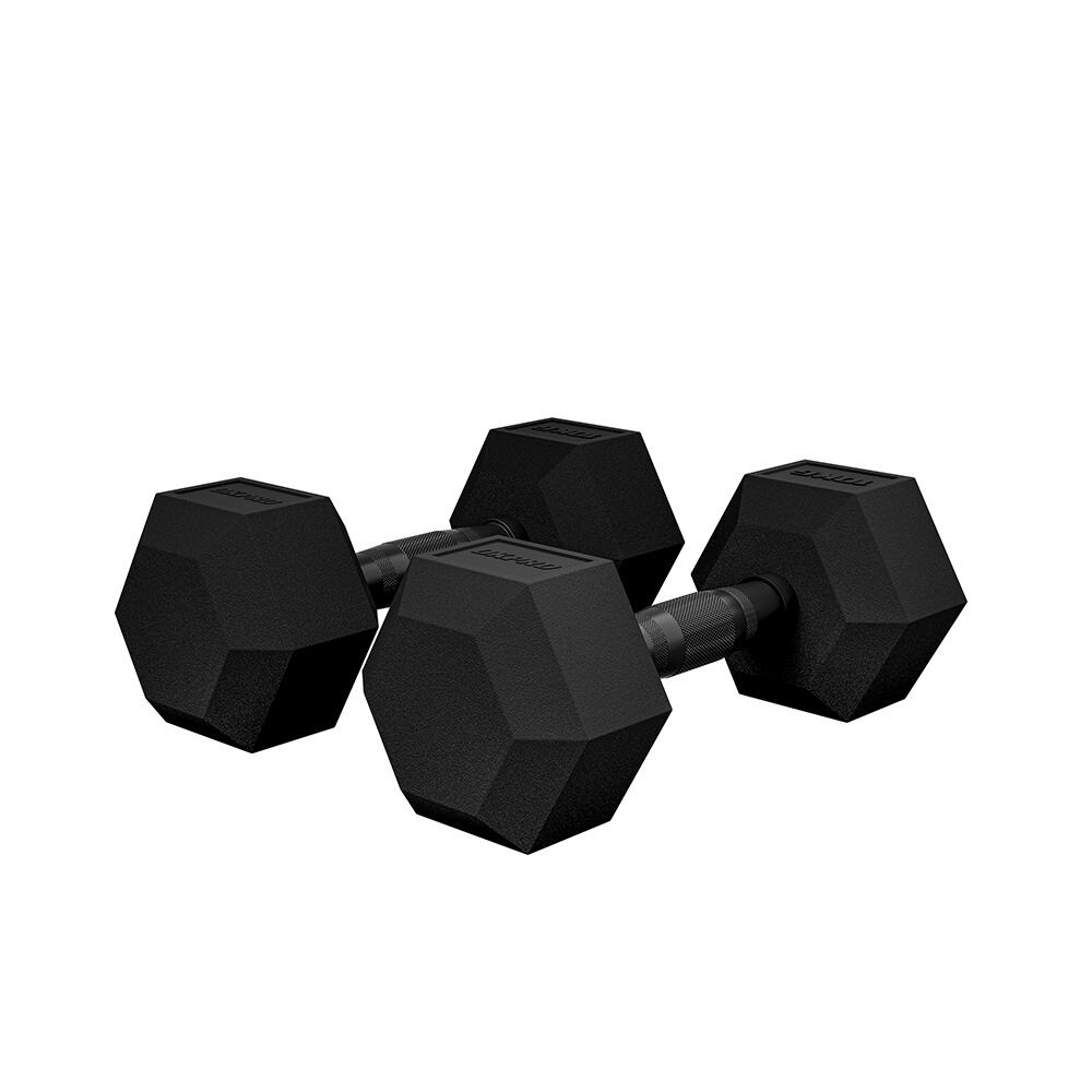 Шестигранная гантель с резиновым покрытием (черная рукоятка Znic) OK1013B