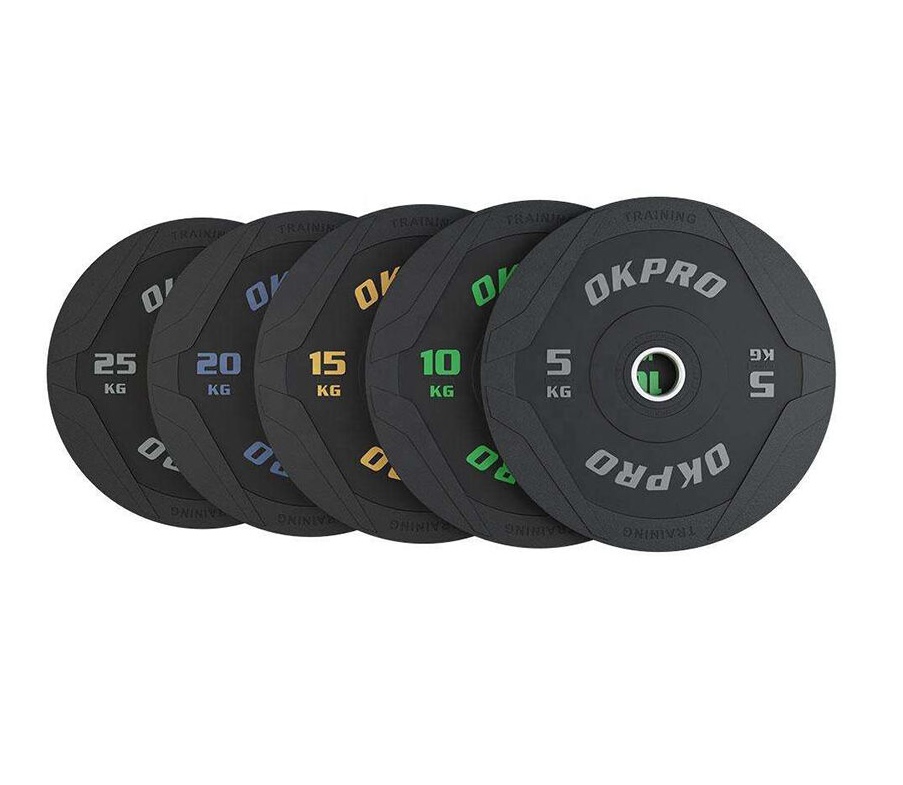 Диски бамперные обрезиненые OKPRO OK2006-10 Черные с колером весов, фото