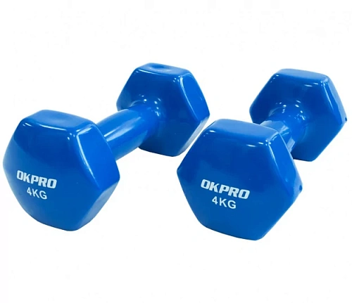 Гантель виниловая Okpro 4 кг серии SL, винил покрытие OK1001A-4