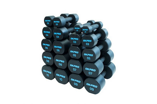 Гантели серии OKPRO, уретановое покрытие, комплект 1-10кг. (10 пар, шаг 1кг.) OK1025C