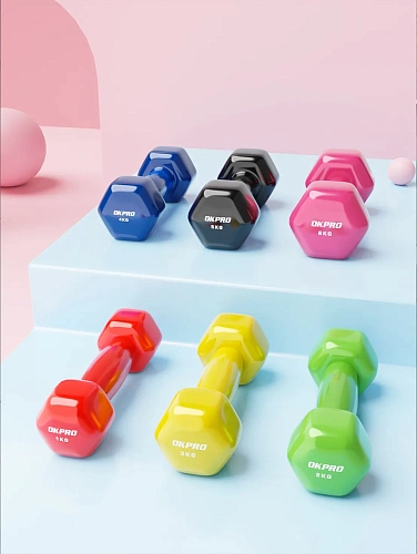 Гантель виниловая Okpro 2 кг серии SL, винил покрытие OK1001A-2