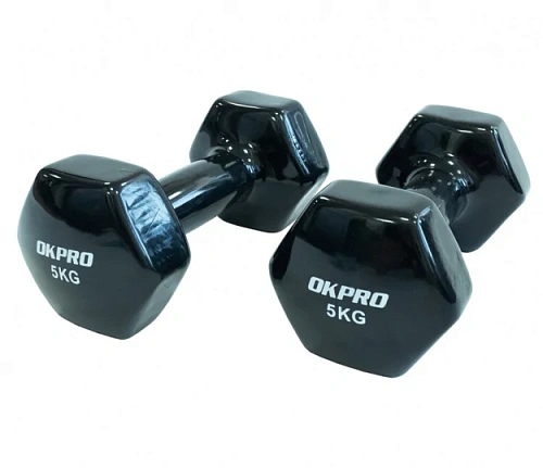 Гантель виниловая Okpro 5 кг серии SL, винил покрытие OK1001A-5