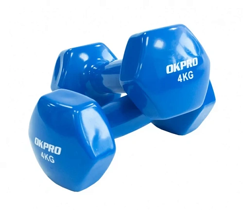 Гантель виниловая Okpro 4 кг серии SL, винил покрытие OK1001A-4
