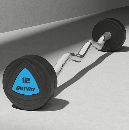 Штанга фиксированная Okpro комплект 10-50 кг серии ZVO, уретановое покрытие OK3007